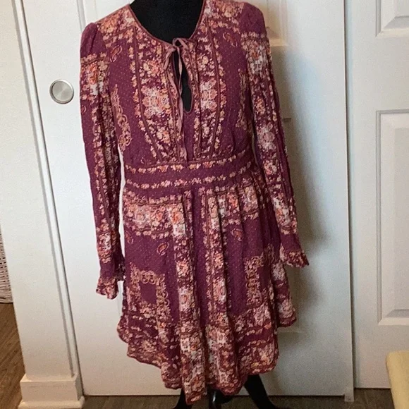 Free People Floral Long Sleeve Dress M